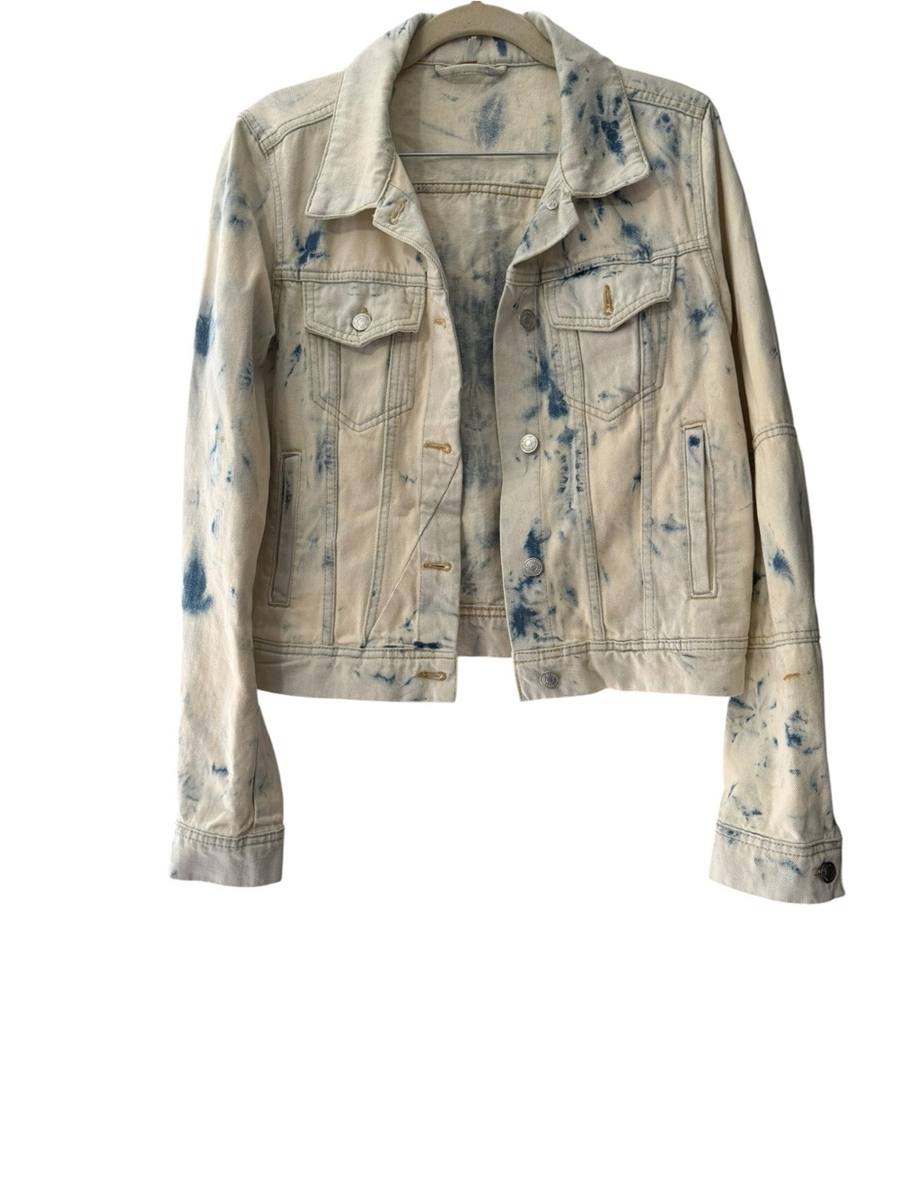 Free People We The Free Rumors Denim Jacket Tie Dye size Small - Picture 2 of 7